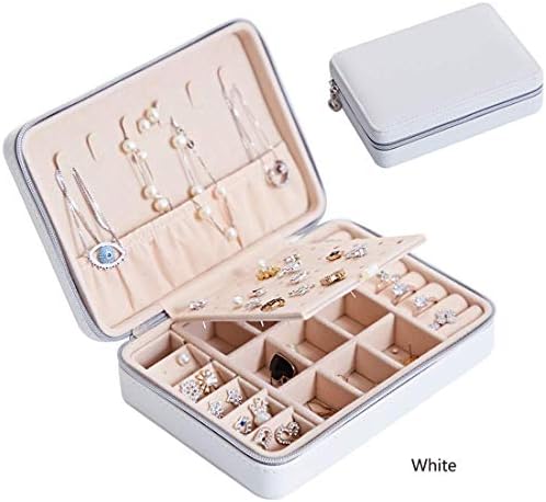 TKING Jewellery Box, Medium Size Travel Jewellery Box Organiser with Zipper - PU Leather Jewelry Storage Case Gift Box for Women and Girls Rings Earrings Necklace Bracelets