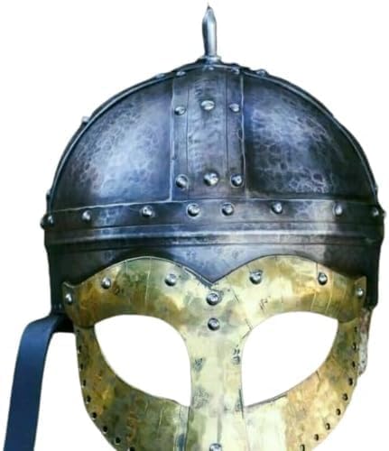 Medieval Viking Helmet Knight Armor Steel & Brass Viking Helmet Armor Mask Helmet | Adult