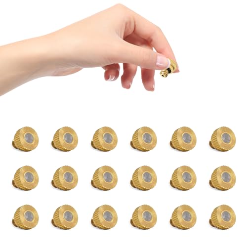 POCKET PANDA 18Pcs Brass Mister Nozzles for Outside Patio Misting Nozzle for Misters Outdoor Cooling System Mist Replacement Head. Garden Hose Parts Accessories. 0.016 Orifice (0.4 MM) 10/24 Unc