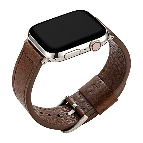 Buckle & Band Lond Luxury compatible Apple Watch Strap, Brown Leather Handcrafted designer strap with Silver Buckle for 42mm - Image 4