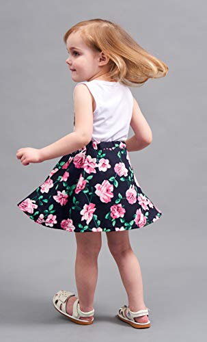 Jastore Girls Letter Love Flower Clothing Sets Top+Short Skirt Kids Clothes (2-3T) #TOP5