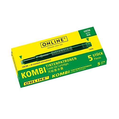 Online Schreibgeräte 17144/12   Cartuchos combi para pluma estilográfica, color verde