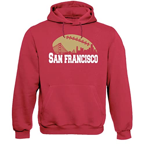 Image of Xtreme Apparrel City Skyline Men's Hoodie For Football Fans, San Francisco - Red Hoodie, S