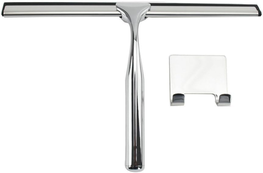 10" Silicone Squeegee for Window Glass Shower Door Car Windshield with a Hook,Black,25.4 * 16.5cm,Silver-25.4 * 16.5cm