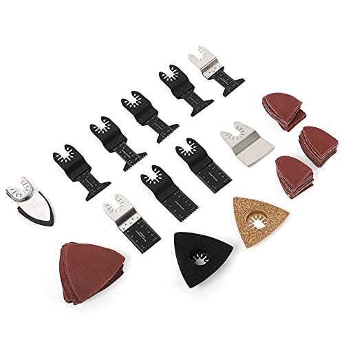 Hilitand Complete 102PCs Multitool Blades Kit Triangular Finger Sandpaper Oscillating Sawdill Accessories for Scratching The Shape Polishing