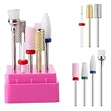 MAKARTT A-06 Cuticle Nail Drill Bits Set 7PCS Acrylic Ceramic Carbide Nail File Bit Manicure Pedicure 3/32