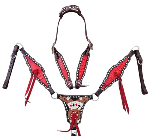 Western Tack Set Horse Red Gator Gambler Gladiator Design