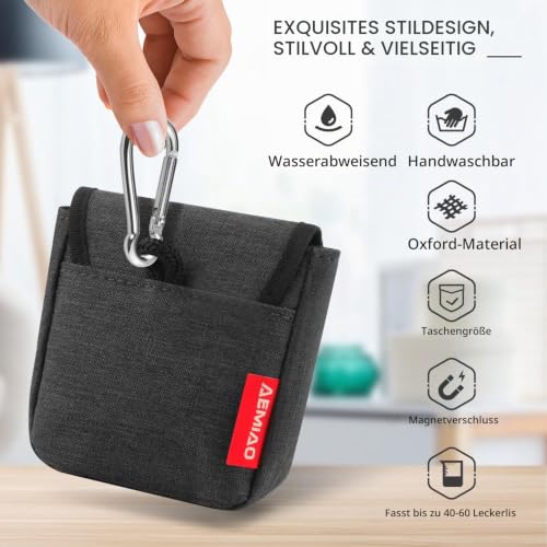 AEMIAO Hundetrainingstasche mit Magnetverschluss, klein, Trainingsbeutel für Hunde Pocket Size, Snack-Tasche für Hunde mit Karabinerhaken (Grau)