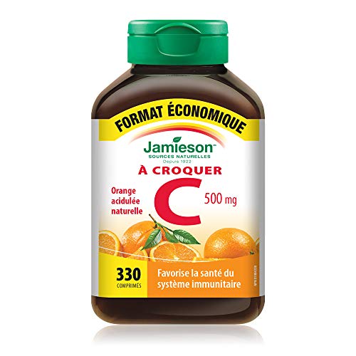 Jamieson Chewable Vitamin-C 500Mg Value Supplement Pack(330 Count), Tangy Orange, {Imported From Canada} #TOP1