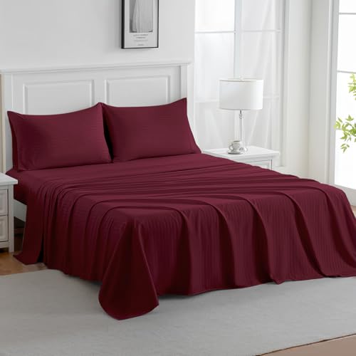 GIGBEI Twin Sheets Set, 18 Inch Deep Pocket, Microfiber, Breathable Cooling, Wrinkle, Fade Resistant, Burgundy Red, adjustable, lightweight, durable, portable, user-friendly, piece
