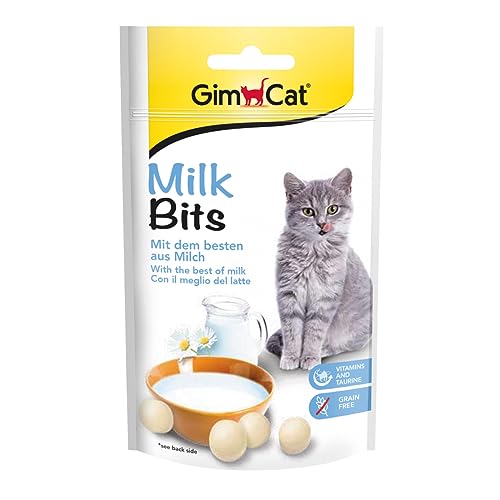 GimCat Milk Bits, Snack per gatti senza cereali e ricco di vitamine, con i boni ingredienti dal latte, Confezione da 8, 8 x 40 g