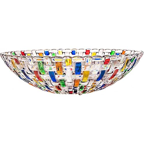 Fruit Bowl,Glass Colorful Fruit Candy Snack Salad Bowl,Crystal Woven Plates,for Home,Office,Wedding Decor,Party, Fruit, Snack, Dessert,Server (Colorful)