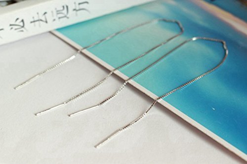 A Pair 925 Sterling Silver Tassel Threader Drop Earrings Long Chain Ear Line #TOP5