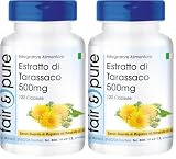 Fair & Pure® - Tarassaco in capsule - Estratto di dente di leone 500mg - Vegano - 120 Capsule (Confezione da 2)