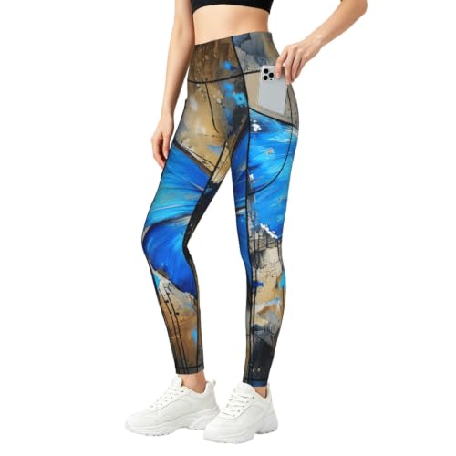 Pantalones de yoga elásticos y transpirables con diseño de mariposas