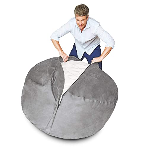 Lumaland Luxurious Giant 5Ft Bean Bag Chair With Microsuede Cover - Ultra Soft, Foam Filled, Large Washable Bean Bag Sofa For Teens, Adults, Pets - Accessory For Dorm, Living Room, House - Dark Grey #TOP5
