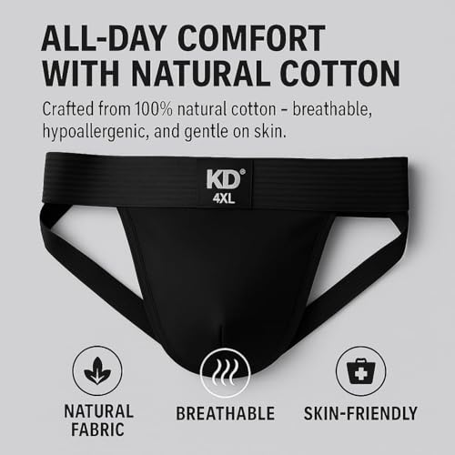 KNK Organic Cotton Jockstrap Gym Supporter – 3” Waistband, Soft & Durable4