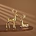 Christmas Decorative Gift 2PCS Deer Sculpture 3D Geometric Deer Ornaments Used to Set Off The Festive Atmosphere Fireplace Dining Table Living Room Decoration (Gold Smooth)
