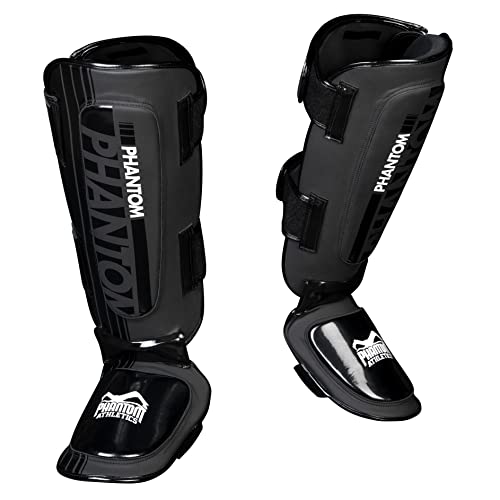 Produktfoto von Phantom Schienbeinschoner mit Spannschutz, Kampfsport, MMA, Kickboxen, Muay Thai (S/M, APEX Hybrid - Schwarz)