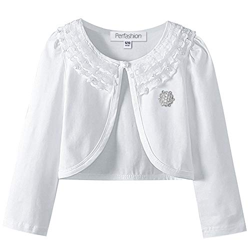 Girls Long Sleeve Lace Bolero Shrugs Cotton Cardigan Dress Cover Up
