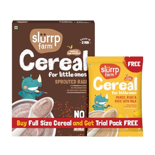 Image of Slurrp Farm No Added Sugar, No Salt, Sprouted Ragi Powder | 100% Natural Ragi Flour | Free Mango Cereal Trial Pack | 250g + Free 50g