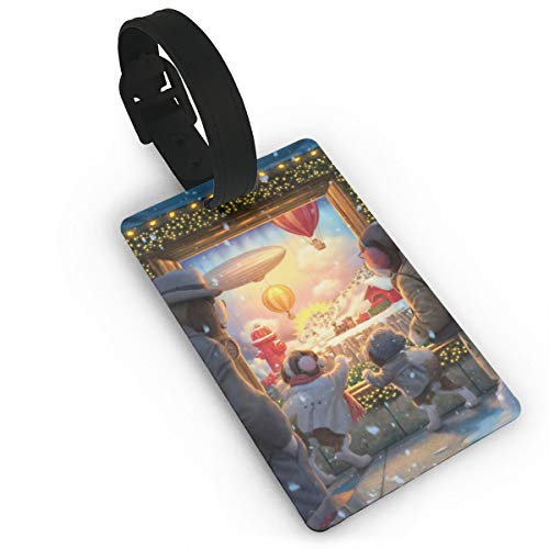 New Year Charm Saint Bernard Dog Funny Themed Printed Rolling Airplane Luggage Name Tag Travel Suitcase Identifier Set Bag Durable Labels For Women Men Kids Baggage Accessories