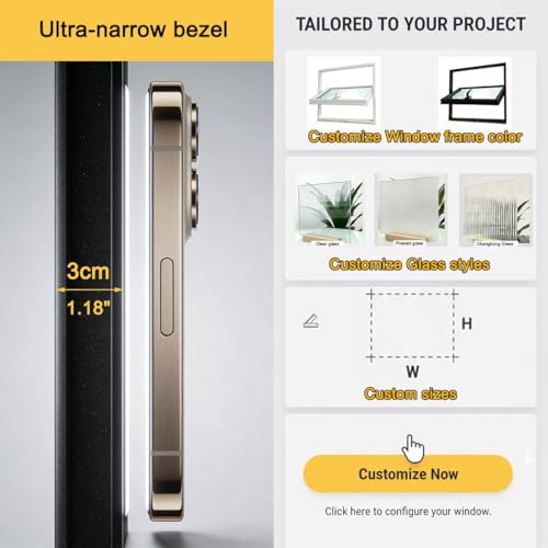 Ventana pivotante de aluminio de 30 mm con diseño minimalista y perfil ultrafino 7
