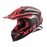 MTR X7B Evo Motocross Helm, ECE 22.06 Geprüfter Motorradhelm, Crosshelm ohne Visier, Cross Helm Motorrad mit Belüftung & Entlüftung, Downhill Helm Geeignet als Fullface Helm MTB, Schwarz/Silber/Rot L