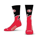 For Bare Feet NFL SAN FRANCISCO 49ERS Black Wave Crew Sock Team Color YOUTH