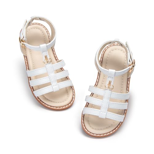 Image of Girls Gladiator Sandals with Adjustable Buckle Comfy Ankle Strappy Flat Shoes