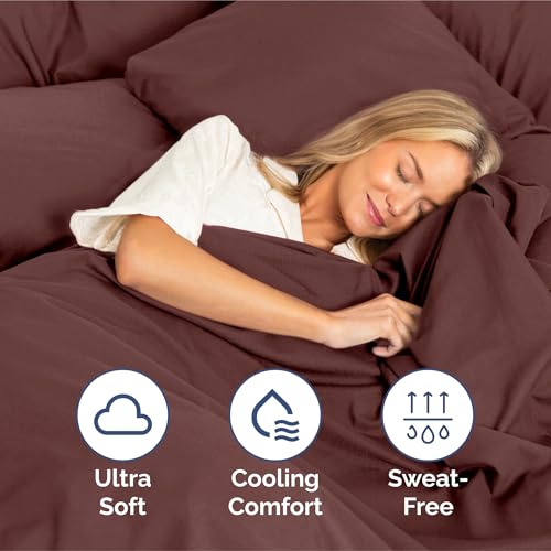 Image of King Size 4 Piece Sheet Set - Ultra Soft & Cooling Bed Sheets - Dark Russet | Fits 8 Inch to 16 inch Mattress, Wrinkle Free & Fade Resistant with Deep Pockets, Breathable, Comfy Hotel Luxury Bedding