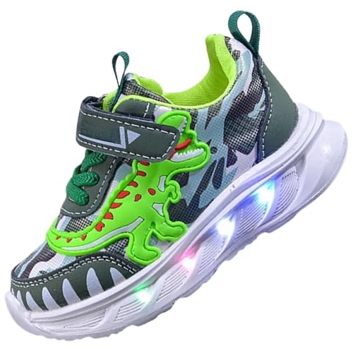 Jasmeko Zapatillas con Luces para Niños, Zapatos Deportivas Niños Deporte Tenis Luz Luminosos (A-Green,26)
