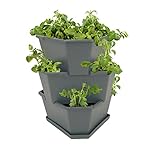GUSTA GARDEN Paul Potato Starter, Torre de Patatas - apilable - Cama elevada/Maceta de Plantas/Maceta de Flores para el balcón, el jardín y la terraza (3 Pisos, Antracita/Gris)