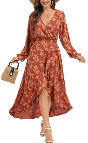 Image of Kormei Womens Short Sleeve Floral Maxi Dress High Low V-Neck Flowy Party Long Dresses