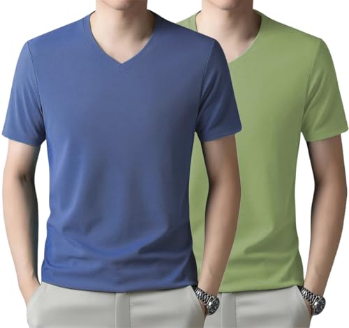 Image of TAGDO Men's Solid Color V-Neck Short Sleeve T-Shirt (2033)