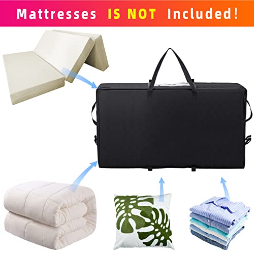 Risurry 61 X 28 X 18 Inches Tri Folding Mattress Storage Bag Compatible With Millard Trifold Mattress, Carrying Case For Tri-Fold Memory Foam Mattress Fit Queen Size Mattress (Bag Only), Black #TOP1