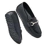 BGSTGUDS Women's Wide Loafers Shoes Cute Dressy Shoes Ladies Comfort Slip Ons Work Shoes, Black, Size 12W