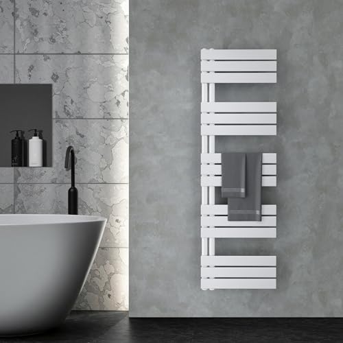 VILSTEIN® Badheizkörper [160x50cm] - Handtuchheizkörper Elektrisch einsetzbar [SEITLICH OFFEN] - Handtuchtrockner Badezimmer - Handtuch Heizkörper Bad - Handtuchheizung - Wandheizkörper - (Weiß)