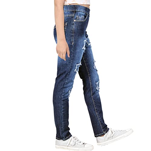 Girls Denim Jeans Comfort Stretchy Jeggings Bell Bottom Ripped Flared Pants Trendy Fashion Jeans Age 5-13 Years3