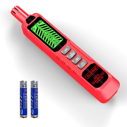 Natural Gas Detector with Sound and Light Alarm, Portable Gas Sniffer, Used to Locate Combustible Gas leaks, Methane, Household Propane and Other Combustible Sources (Including Battery x2) - Red