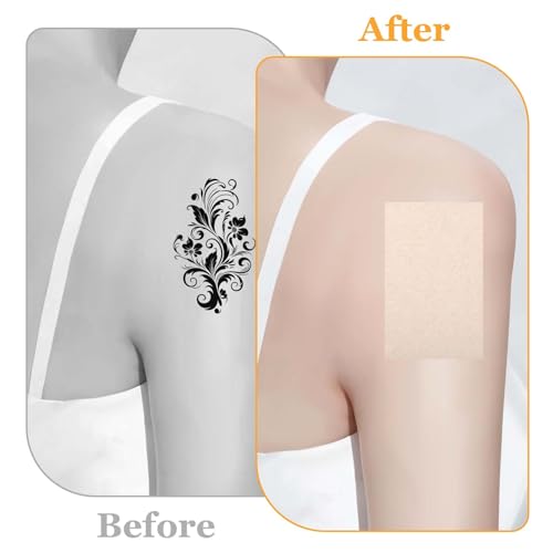 Kifmurase 18 Pcs Tattoo Cover Up Patch, Tattoo Cover Up Makeup Waterproof Tape, Invisible Tattoos Cover-Up Sticker Ultra Thin, Breathable Sweatproof Scar Covers Tape for T-attoos Spots 4.72\" × 3.35\"