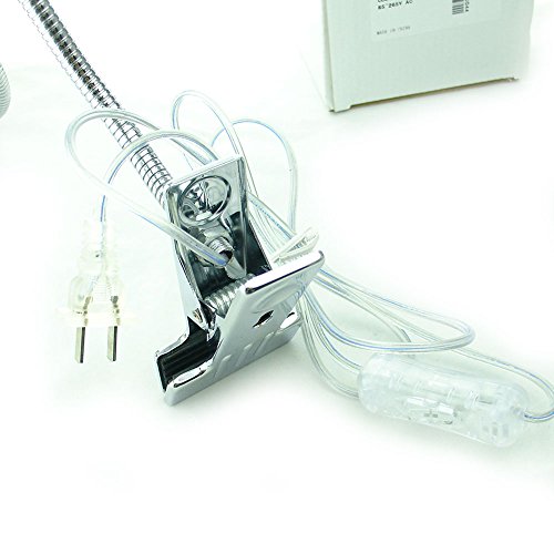 Quans 5W 3 Colors Led Cob Clip On Light Silver 19.68 Inch 50 Cm Tube Desk Flexible Table Bed Lamp Work Home Design Lighting 110V 220V 85V - 265V Ac With Us Plug Switch On Off 500Lm (Silver) #TOP5