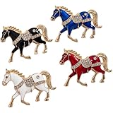 Toivexa 馬 ブローチ エナメル ラペルピン レトロ ラインストーン 動物 カーディガン ケープピン 衣類 アクセサリー 女性 女の子用 4個
