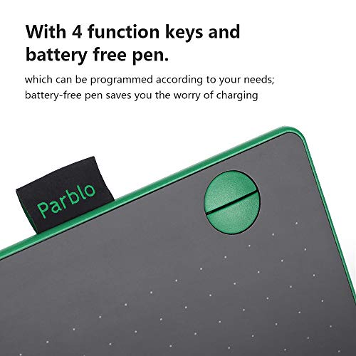 Drawing Tablet Parblo A640 6\" x 4\" Graphics Tablet, 8192 Levels Pressure Battery-Free Stylus Pen for Digital Artwork, OSU and Remote Work Online Learning