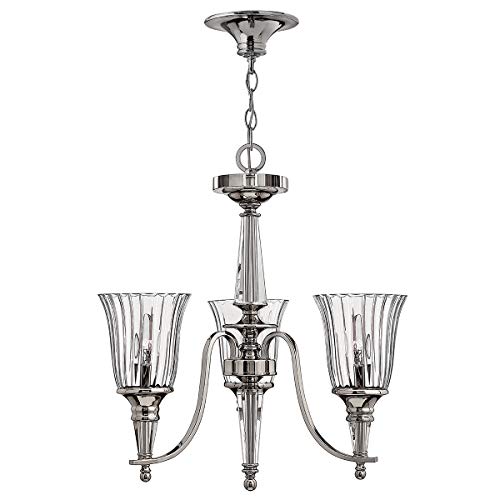Image of 3 Bulb Chandelier Hanging Pendant Light - Sterling - LED E14 60W Bulb