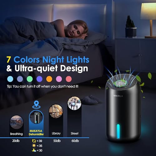Dehumidifier for Room under 550 sq ft, 56 oz Large Capacity Water Tank, 2 Working Modes/Auto Shut-off, Dual-Semiconductor Quiet Small Dehumidifiers for Home, Bedroom, Basement, Bathroom, Kitchen, RV