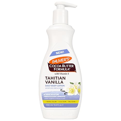 Palmer’s Cocoa Butter Formula Tahitian Vanilla Body Lotion, 13.5 Oz, Daily Moisturizing Lotion for Dry Skin with Shea Butter & Vitamin E, Hydrates & Protects, Helps Provide 48-Hour Deep Moisture