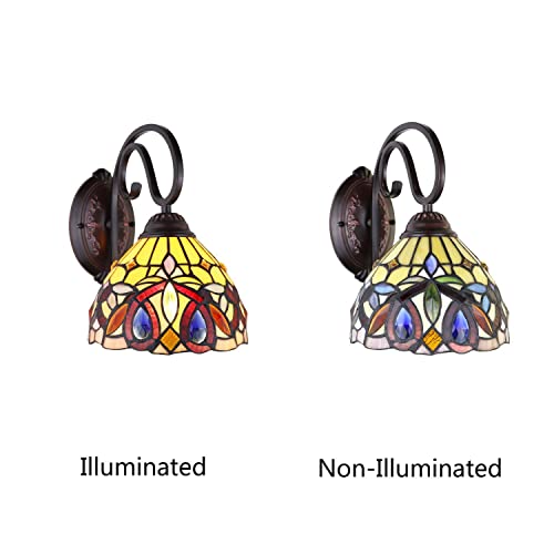 Chloe Lighting Serenity Victorian Tiffany-Style Dark Bronze 1 Light Wall Sconce 8" Wide, Multicolor #TOP5