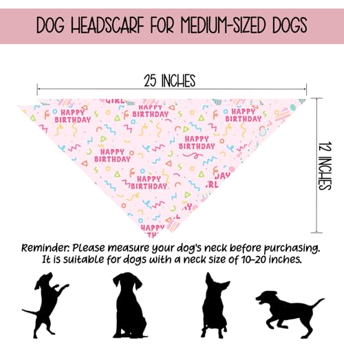 Dog Birthday Girl Bandanas 2 Pack, Happy Birthday Dog Bandana for Dogs Birthday Girl Party Decorations Party Supplies for Small Medium Cats Dogs - Image 3