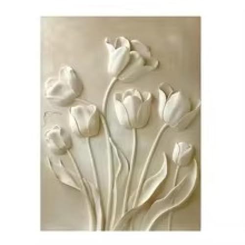 Toile blanche moderne en relief 3D fleur salon